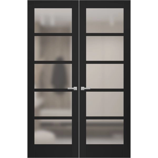 Hidden Double Doors | Quadro 4002 Matte Black Concealed Metal Frame 36" x 80" (2* 18x80) Right-hand Inswing