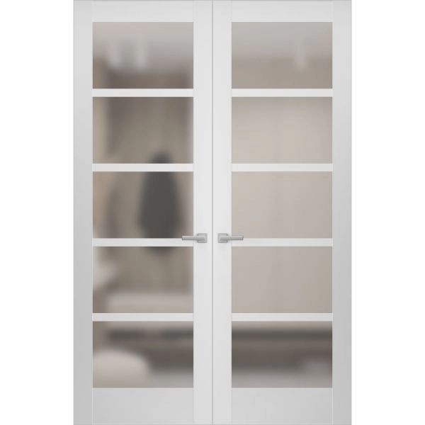 Hidden Double Doors | Quadro 4002 White Silk Concealed Metal Frame 36" x 80" (2* 18x80) Right-hand Inswing