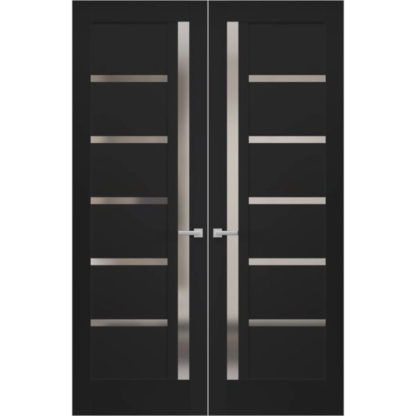Hidden Double Doors | Quadro 4088 Matte Black Concealed Metal Frame 36" x 80" (2* 18x80) Left-hand Inswing