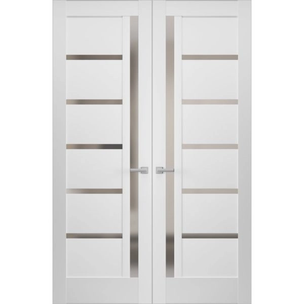 Hidden Double Doors | Quadro 4088 White Silk Concealed Metal Frame 36" x 80" (2* 18x80) Right-hand Inswing