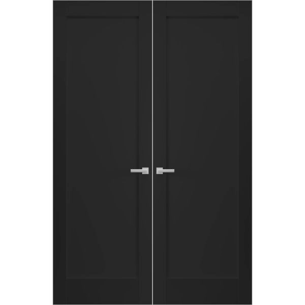 Hidden Double Doors | Quadro 4111 Matte Black Concealed Metal Frame 36" x 80" (2* 18x80) Right-hand Inswing