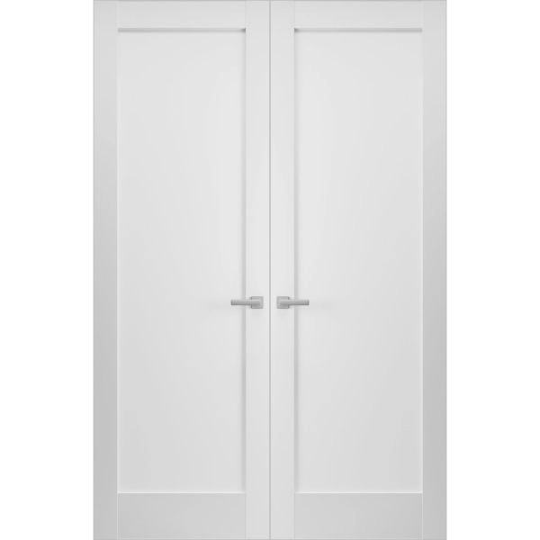 Hidden Double Doors | Quadro 4111 White Silk Concealed Metal Frame 36" x 80" (2* 18x80) Right-hand Inswing