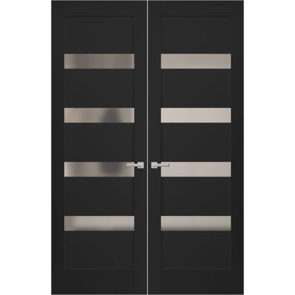 Hidden Double Doors | Quadro 4113 Matte Black Concealed Metal Frame 36" x 80" (2* 18x80) Right-hand Inswing
