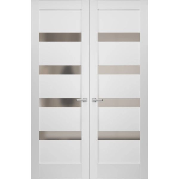 Hidden Double Doors | Quadro 4113 White Silk Concealed Metal Frame 36" x 80" (2* 18x80) Right-hand Inswing