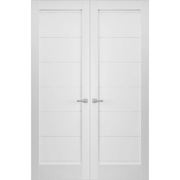 Hidden Double Doors | Quadro 4115 White Silk Concealed Metal Frame 36" x 80" (2* 18x80) Right-hand Inswing