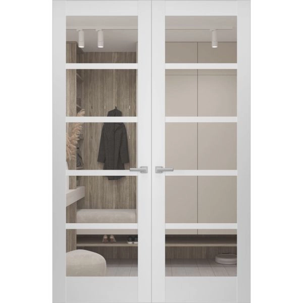 Hidden Double Doors | Quadro 4522 White Silk Concealed Metal Frame 36" x 80" (2* 18x80) Right-hand Inswing