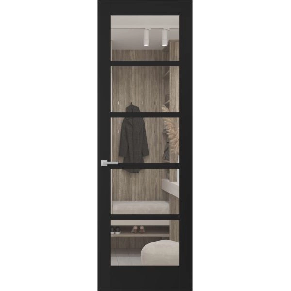 Hidden Door | Quadro 4522 Matte Black Concealed Metal Frame 18" x 80" Right-hand Inswing