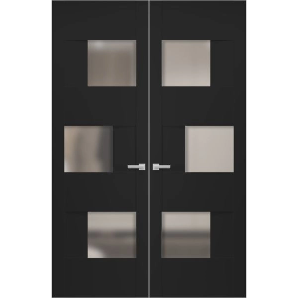 Hidden Double Doors | Sete 6933 Matte Black Concealed Metal Frame 36" x 80" (2* 18x80) Left-hand Inswing