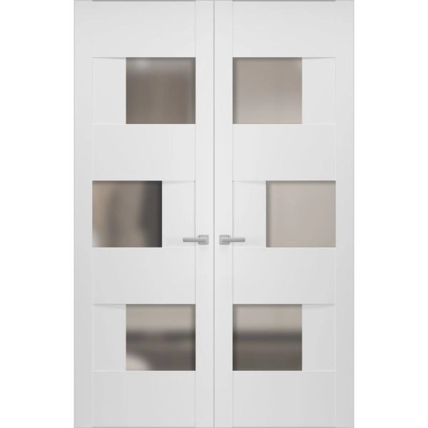 Hidden Double Doors | Sete 6933 White Silk Concealed Metal Frame 36" x 80" (2* 18x80) Left-hand Inswing