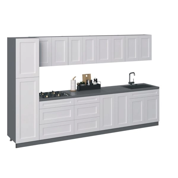 Kitchen Elegant Collection White Matte Color Base Size 11Ft Wide