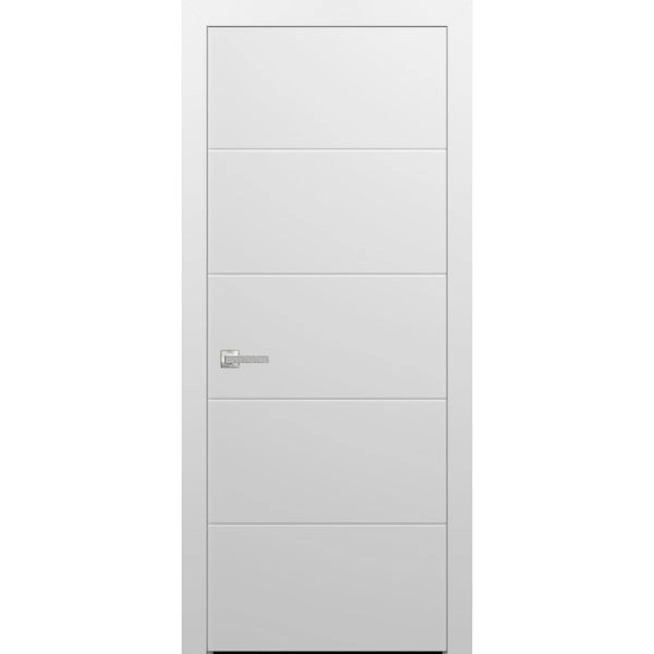 Modern Wood Interior Door with Hardware | Planum 0770 Painted White Matte | Single Panel Frame Trims | Bathroom Bedroom Sturdy Doors
