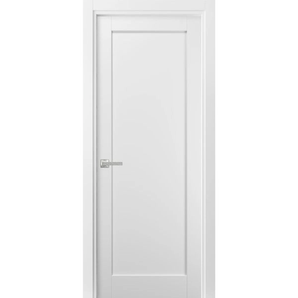 Pantry Kitchen Door with Hardware | Quadro 4111 White Silk | Single Panel Frame Trims | Bathroom Bedroom Sturdy Doors 