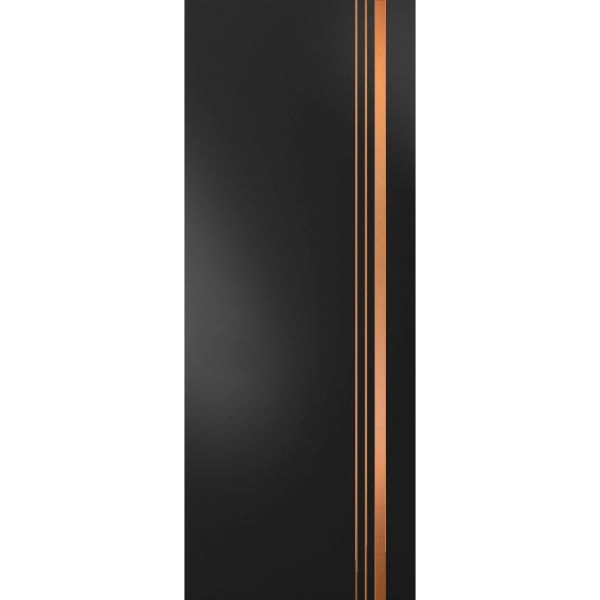 Slab Barn Door Panel | Planum 1010 Matte Black and Aluminum Strips | Sturdy Finished Modern Doors | Pocket Closet Sliding