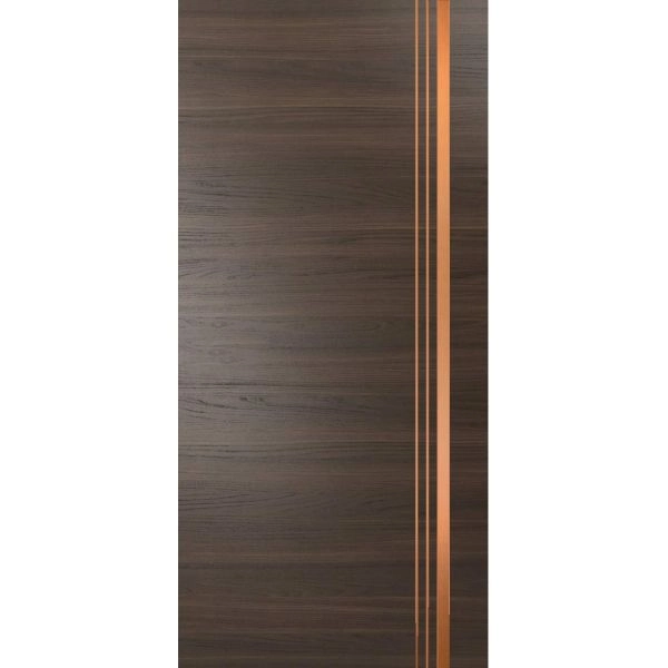 Slab Barn Door Panel | Planum 1010 Chocolate Ash and Aluminum Strips | Sturdy Finished Doors | Pocket Closet Sliding