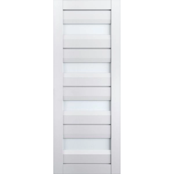 Slab Barn Door Panel | Veregio 7455 White Silk with Frosted Glass | Sturdy Finished Doors | Pocket Closet Sliding