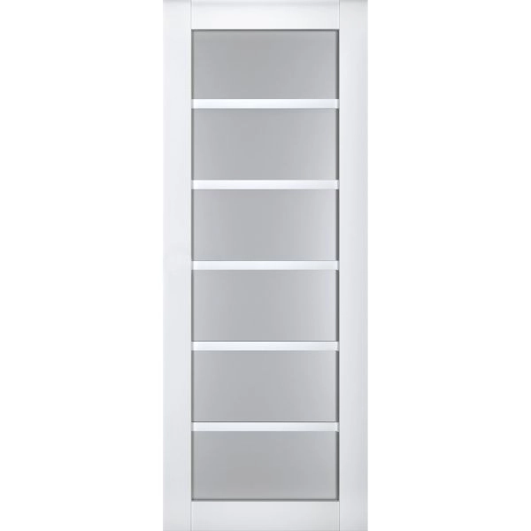 Slab Barn Door Panel | Veregio 7602 White Silk with Frosted Glass | Sturdy Finished Doors | Pocket Closet Sliding