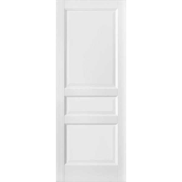 3-Panel Slab Barn Door | Lucia 31 White Silk | Sturdy Finished Wooden Kitchen Pantry Shaker Doors | Pocket Closet Sliding