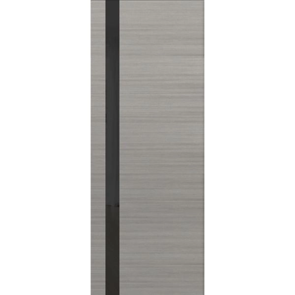 Slab Barn Door Panel | Planum 0040 Grey Oak with Black Glass | Sturdy Finished Doors | Pocket Closet Sliding
