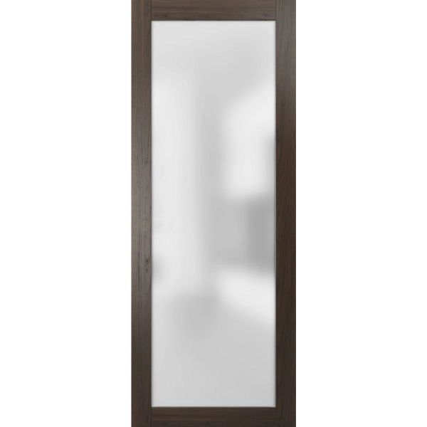 Slab Barn Door Panel Lite | Planum 2102 Chocolate Ask with Frosted Glass | Sturdy Finished Modern Doors | Pocket Closet Sliding
