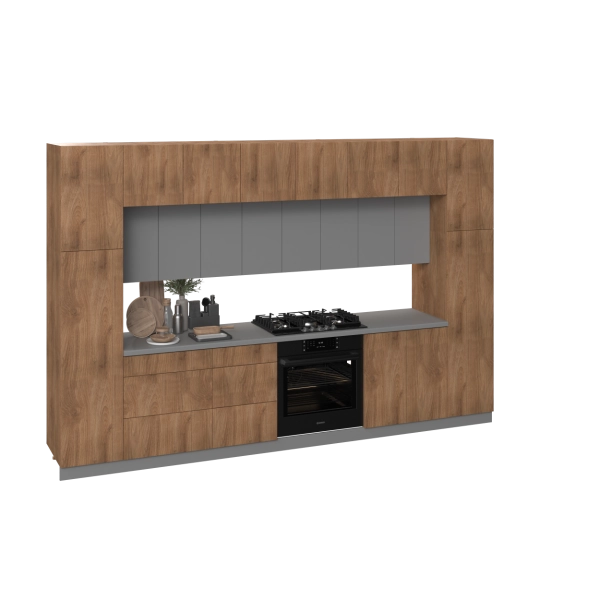 Kitchen Luxe Collection Natural Teak & Gray Color Base Size 12Ft Wide