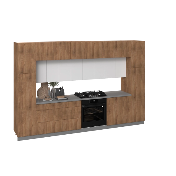 Kitchen Luxe Collection Natural Teak & White Color Base Size 12Ft Wide