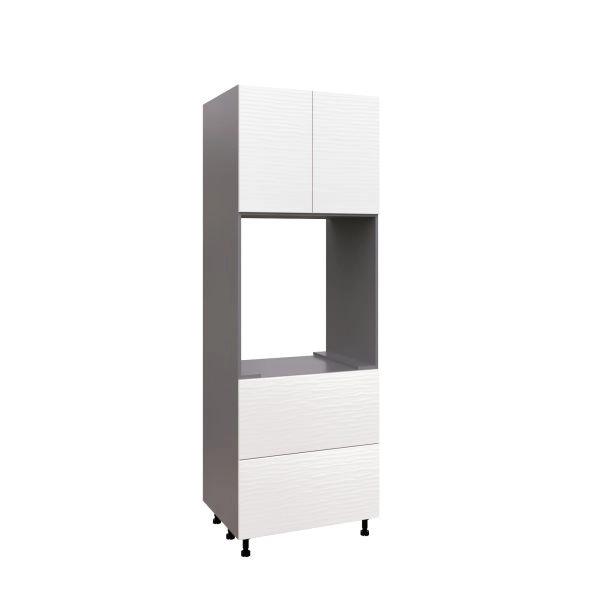 SOC3084DD-DD-GRE Tall Single Oven Cabinets -with White Gloss 3D door