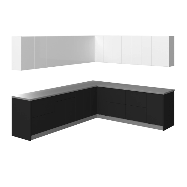 Kitchen Modern Collection Black & White Gloss Color Base Size 10x8,5Ft Wide