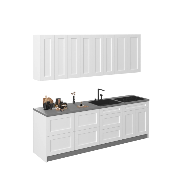 Kitchen Fusion Collection White Matte Color Base Size 8.5Ft Wide