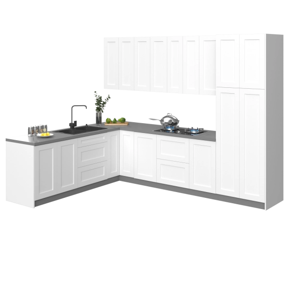 Kitchen Harmony Collection White Matte Color Base Size 8x10Ft Wide