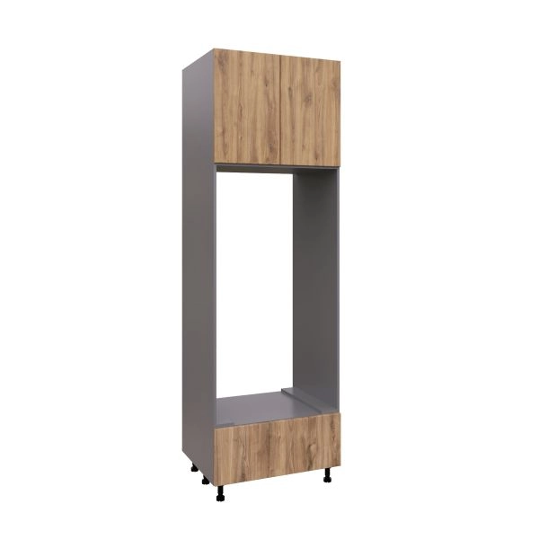 UDOC3090DD-SD-GRE Tall Double Oven Cabinets -with Natural Teak door