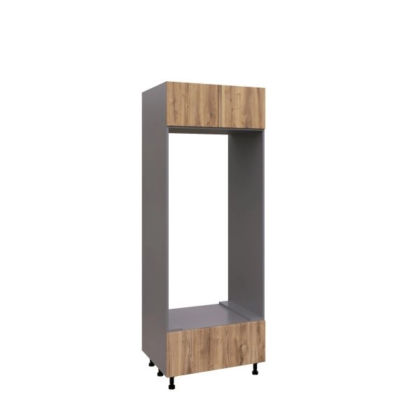 UDOC3084DD-SD-GRE Tall Double Oven Cabinets -with Natural Teak door