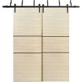Sliding Closet Barn Bypass Doors | Planum 0014 White Silk and Aluminum Strips | Sturdy Top Mount 6.6ft Rails Hardware Set | Wood Solid Bedroom Wardrobe Doors Natural Veneer