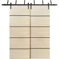 Barn Bypass Doors with 6.6ft Hardware | Planum 0015 Matte Grey and Aluminum Strips | Sturdy Heavy Duty Rails Kit Steel Set | Double Sliding Door-56" x 80" (2* 28x80) Natural Veneer