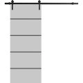 Sliding Barn Door with Hardware | Planum 0015 Walnut and Aluminum Strips | 6.6FT Rail Hangers Sturdy Set | Modern Solid Panel Interior Doors-28" x 96" Matte Grey