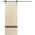 Sliding Barn Door with 6.6ft Hardware | Planum 0012 Concrete and Aluminum Strips | Rail Hangers Sturdy Silver Set | Modern Solid Panel Interior Doors-36" x 80" Natural Veneer