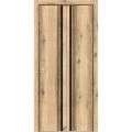 Sliding Closet Bi-fold Doors | Planum 0011 Oak and Aluminum Strips | Sturdy Tracks Moldings Trims Hardware Set | Wood Solid Bedroom Wardrobe Doors Oak