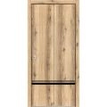 Sliding Closet Bi-fold Doors | Planum 0012 Concrete and Aluminum Strips | Sturdy Tracks Moldings Trims Hardware Set | Wood Solid Bedroom Wardrobe Doors Oak