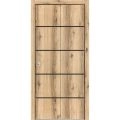 Sliding Closet Bi-fold Doors | Planum 0015 Matte Grey and Aluminum Strips | Sturdy Tracks Moldings Trims Hardware Set | Wood Solid Bedroom Wardrobe Doors Oak