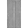 Sliding Closet Bi-fold Doors | Planum 0011 Oak and Aluminum Strips | Sturdy Tracks Moldings Trims Hardware Set | Wood Solid Bedroom Wardrobe Doors Concrete