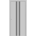 Sliding Closet Bi-fold Doors | Planum 0011 Oak and Aluminum Strips | Sturdy Tracks Moldings Trims Hardware Set | Wood Solid Bedroom Wardrobe Doors Matte Grey
