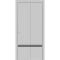 Sliding Closet Bi-fold Doors | Planum 0012 Concrete and Aluminum Strips | Sturdy Tracks Moldings Trims Hardware Set | Wood Solid Bedroom Wardrobe Doors White
