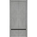 Sliding Closet Bi-fold Doors | Planum 0012 Concrete and Aluminum Strips | Sturdy Tracks Moldings Trims Hardware Set | Wood Solid Bedroom Wardrobe Doors Concrete