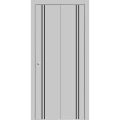 Sliding Closet Bi-fold Doors | Planum 0016 White Silk and Aluminum Strips | Sturdy Tracks Moldings Trims Hardware Set | Wood Solid Bedroom Wardrobe Doors Matte Grey