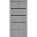 Sliding Closet Bi-fold Doors | Planum 0015 Matte Grey and Aluminum Strips | Sturdy Tracks Moldings Trims Hardware Set | Wood Solid Bedroom Wardrobe Doors Concrete
