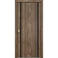 Sliding Closet Bi-fold Doors | Planum 0011 Oak and Aluminum Strips | Sturdy Tracks Moldings Trims Hardware Set | Wood Solid Bedroom Wardrobe Doors Walnut