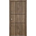 Sliding Closet Bi-fold Doors | Planum 0014 Matte Grey and Aluminum Strips | Sturdy Tracks Moldings Trims Hardware Set | Wood Solid Bedroom Wardrobe Doors Walnut