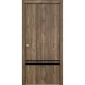 Sliding Closet Bi-fold Doors | Planum 0012 Concrete and Aluminum Strips | Sturdy Tracks Moldings Trims Hardware Set | Wood Solid Bedroom Wardrobe Doors Walnut