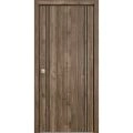 Sliding Closet Bi-fold Doors | Planum 0016 White Silk and Aluminum Strips | Sturdy Tracks Moldings Trims Hardware Set | Wood Solid Bedroom Wardrobe Doors Walnut