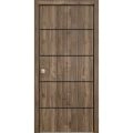 Sliding Closet Bi-fold Doors | Planum 0015 Matte Grey and Aluminum Strips | Sturdy Tracks Moldings Trims Hardware Set | Wood Solid Bedroom Wardrobe Doors Walnut