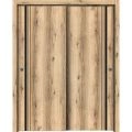 Sliding Closet Bypass Doors | Planum 0011 Natural Veneer and Aluminum Strips | Sturdy Rails Moldings Trims Hardware Set | Wood Solid Bedroom Wardrobe Doors Oak